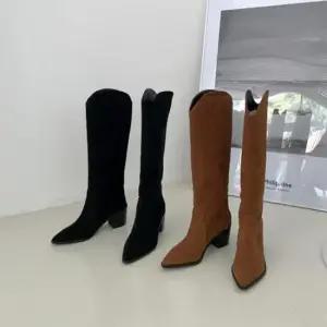 슬립온 여성 스웨이드 웨스턴 롱부츠 ZO-210