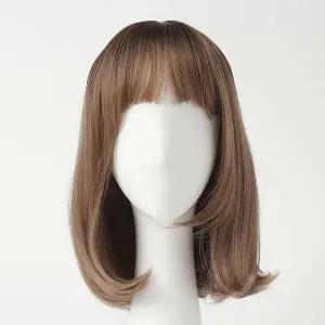 [오너클랜]TBZ 중단발 C컬펌 애쉬핑크브라운 통가발 헤어가발