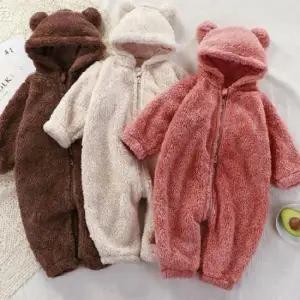 신생아선물 겨울 아기 후리스 우주복 방한 외출복 곰돌이 베이비슈트