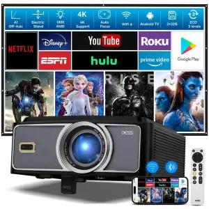 빔프로젝터 DESS C5 Pro 4K 비디오 프로젝터 풀 HD 1080P 스마트 TV 1800ANSI 홈시어터 비머 2G 32G BT52
