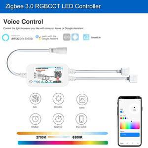 5M 10M 24V Zigbee3.0 RGB COB LED 스트립 라이트 테이프 840leds/m 유연한 스트링 홈 데코 Tuya 앱 Alexa
