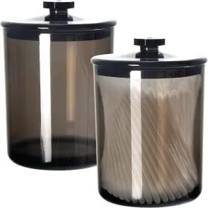 영거버 블랙 플라스틱 약병 큐팁 홀더 면봉 화장실 세면대 정리함 2세트