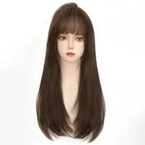 레이어드 롱스트레이트 여성 풀가발 긴머리가발 통가발
