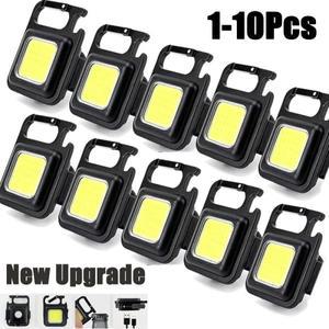 미니 키 체인 라이트 다기능 캠핑 손전등 USB 충전식 LED 휴대용 밝은 COB 포켓 클립 랜턴 아웃도어 작업