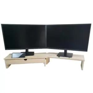 듀얼모니터받침대 우드핏 서랍 듀얼 모니터 받침대 키높이 기본(54+54)