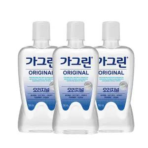 [가그린] 구강청결제 750ml 오리지널/제로/스트롱/후레시라임 3개
