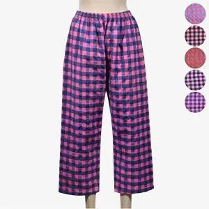여성 체크 면 일자 9부 파자마 홈웨어 잠옷 긴 바지 (HSJ-WE4C655)
