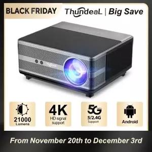 빔프로젝터 ThundeaL-풀 HD 1080P 프로젝터 TD98 와이파이 LED 2K 4K 비디오 영화 스마트 TD98W 안드로이드