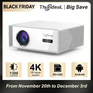 빔프로젝터 ThundeaL TD95W 안드로이드 프로젝터 풀 HD 1080P WiFi 2K 4K 홈시네마 휴대용 스마트 TV 비디