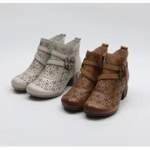 [라운슈][라운슈] 플라워  소가죽 앵클부츠 6cm (47733908)