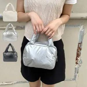 [에이치플러스몰]TBZ 가벼운 무게 폭신폭신한 패딩 반짝이는 소재 데일리 토트백