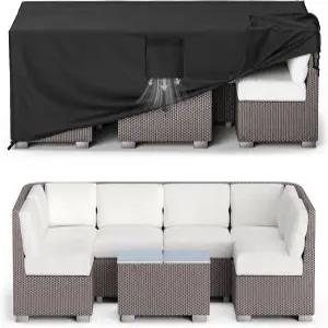 MR.COVER 파티오 가구 커버 방수 외부 테이블 및 의자 세트 정원 방풍 헤비 듀티 보호 실외 단면 소파