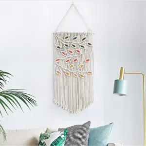 BMIDRUT 마크라메 걸이 태피스트리 보호 손으로 짠 드림 캐처 벽 아트 데코 홈 장식 페디먼트 16x30 인치