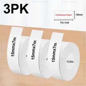 1/2/3PK P12 열 라벨 스티커 자체 접착 연속 용지 15mm x 7m Marklife P15 Phomemo D30 Q30 메이커