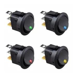 LED 도트 라이트 로커 스위치 자동차 보트 라운드 ON/OFF SPST 스위치 KCD1 10A 12V 220V