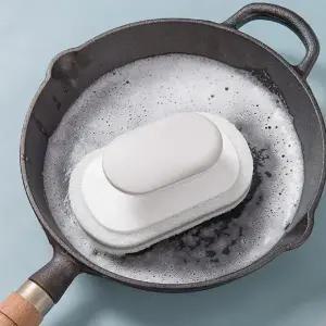 ( )손잡이 수세미 부드러운 스펀지 욕실 주방 설거지 청소용 거품 세척 스크래치 방지