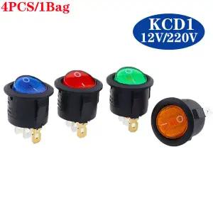 4Pcs KCD1 5V-12V / 220v ON/OFF 라운드 로커 스위치 LED 조명 자동차 대시 보드 대시 보트 밴 빛