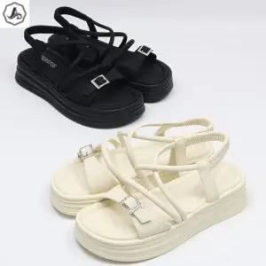 [애슬릿] 통굽 샌들 버클 포인트 크로스 밴딩 키높이 여름 4.5cm