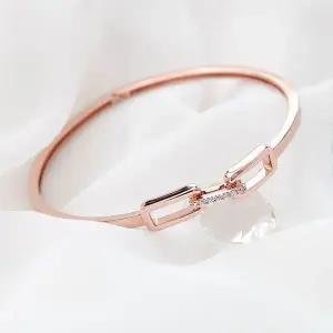 [하프클럽/]14kgp 로즈골드 베이직 큐빅 스틱 뱅글 패션 팔찌