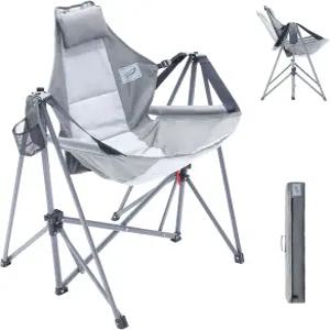 캠포 디자인 휴대용 스윙 해먹 의자 헤드레스트 음료 홀더가 있는 접이식 리클라이너 흔들 라운지 야외