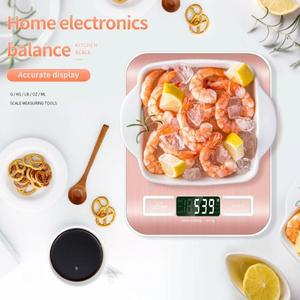 핑크 디지털 저울 체중계 스테인레스 스틸 전자 밸런스 측정 도구, LED 디스플레이 주방 10kg, 1g 무게