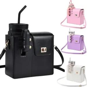 볼드블록스 아웃도어 휴대용 크로스바디 워터컵 지갑 가방 물병 캐리어 스트랩 포함 휴대폰 포켓 텀블러