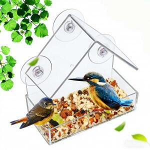 정원 마당용 조류 유인 장치1-2개입 흡착판 아크릴 투명 자동 급식기 야외용