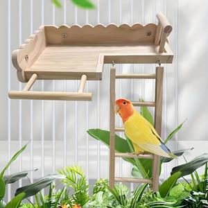 1개 색상 스타일은 랜덤  앵무새 원목 침대 호랑이 가죽 등반 사다리   새장 장식 새 용품
