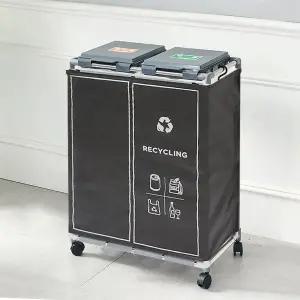 [모조리박]스탠드 가정용 재활용 분리수거함 2단 커버세트