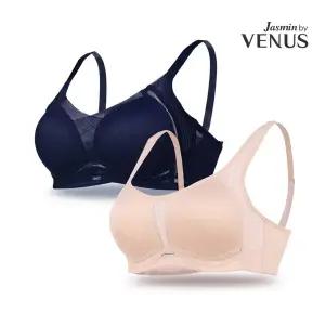 [자스민 비너스]모던 디자인 노와이어 브라 2종택1  A-C컵 여성 속옷