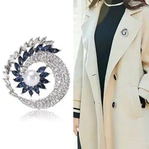 [하프클럽/]화려한 지르코니아 블루 진주 달팽이 옷핀 패션브로치