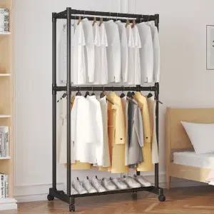 조립식 철제 옷장 오픈형 트롤리 옷걸이 행거 2단