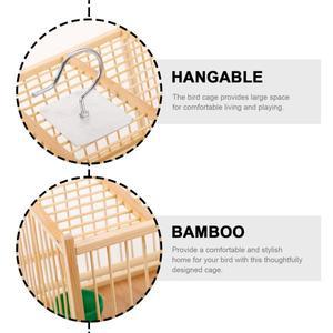 대나무 새장 11mm 바 간격 소형 앵무새 케이지 두 개의 먹이통 실내외 사용 호환 자수 눈 모양 애완동물용