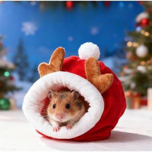 애완동물 햄스터 은신처 크리스마스 분위기 순록 디자인 반밀폐형 안전감 제공 겨울  수면 가방