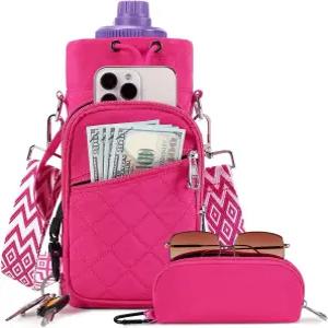 스트랩이 달린 AGLOD 물병 캐리어 가방 걷기 하이킹 자전거 타기용 홀더 크로스바디