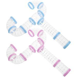 2세트 어드벤처 DIY 외부 파이프 터널 햄스터 케이지 튜브 연결기 플라스틱 확장형 서식지 소형 애완동물