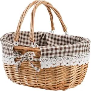 이중 접이식 손잡이가 있는 페오후드 위커 피크닉 바구니 선물용 빈 직조 부활절 달걀 모으기를 위한