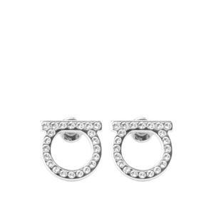 페라가모 760122 696574 간치니 크리스탈 장식 귀걸이 실버