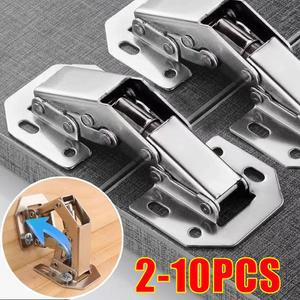 2/10PCS 90도 강철 캐비닛 경첩 드릴링 구멍 없음유압 버퍼 경첩 주방 캐비닛 찬장 경첩 가구 하드웨어