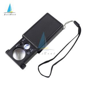 호환 NO 9881 돋보기 2 21 30X 60X 핸드 돋보기 LED 보라색 램프 루페 우표 쥬얼리 옥 골동품 거울