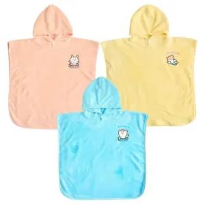 베베샤 극세사 애니멀 비치가운 3컬러 4 10세 판초스타일 유아동 후드가운 목욕타올 수영 물놀이
