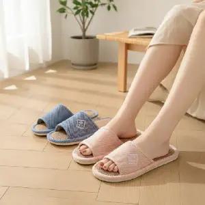 발편한 사무실 슬리퍼 거실 실내화 쿠션감 좋은 면소재 4컬러_24923422