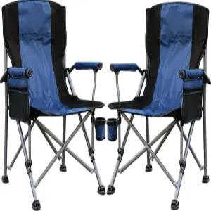 캠핑 의자 헤비 듀티 야외 파티오 잔디 휴대용 지지대 350파운드 하이백 패딩 옥스포드 팔걸이 보관 가방