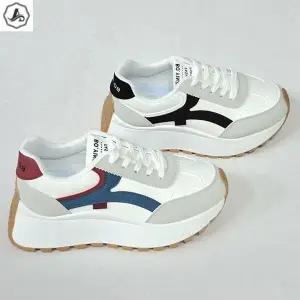 [애슬릿] 굽높은 운동화 컬러 라인 키높이 레이스업 단화 5cm