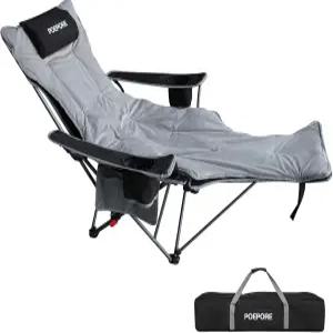 머리 받침대 면 쿠션 휴대용 조절 가능한 접이식 의자가 있는 탈착식 풋레스트 라운지 포포어 리클라이닝