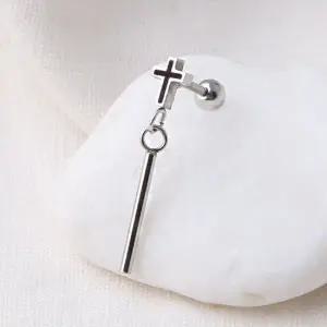 써지컬피어싱 블랙크로스 드롭 피어싱 써지컬피어싱 피어싱 한쪽판매 십자가