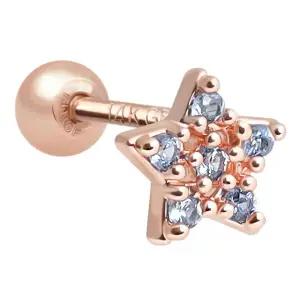[미니아트] 14K 골드필드 핀 블루 스타 큐빅 별 로즈골드 피어싱 한쪽