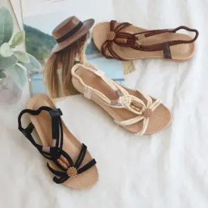 매듭스트랩 여성 캐주얼샌들 낮은굽 스트랩샌들 3색 여성샌들 여성샌달 캐주얼샌들