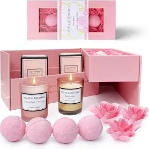 엠파이어 향초 목욕 폭탄 세트 여성을 위한 선물 그녀를 생일 20개 장미 향 비누 꽃을 든