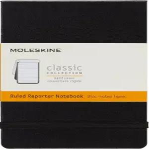 몰레카인 클래식 노트북 하드 커버 포켓(3.5인치 x 5.5인치) 룰드/라인드 블랙